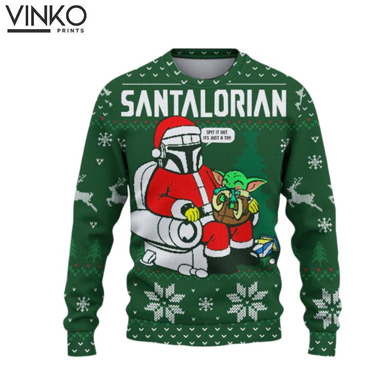 Funny The Santalorian Star Wars Ugly Christmas Sweater