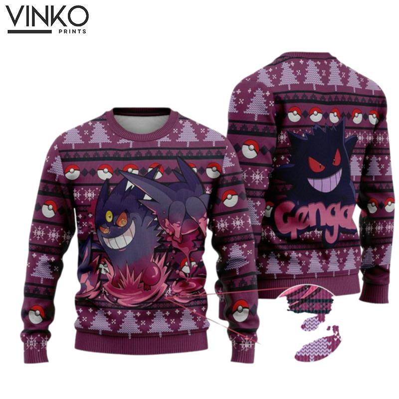 Gengar Gastly Haunter Gengar ifts Ugly Christmas Sweater