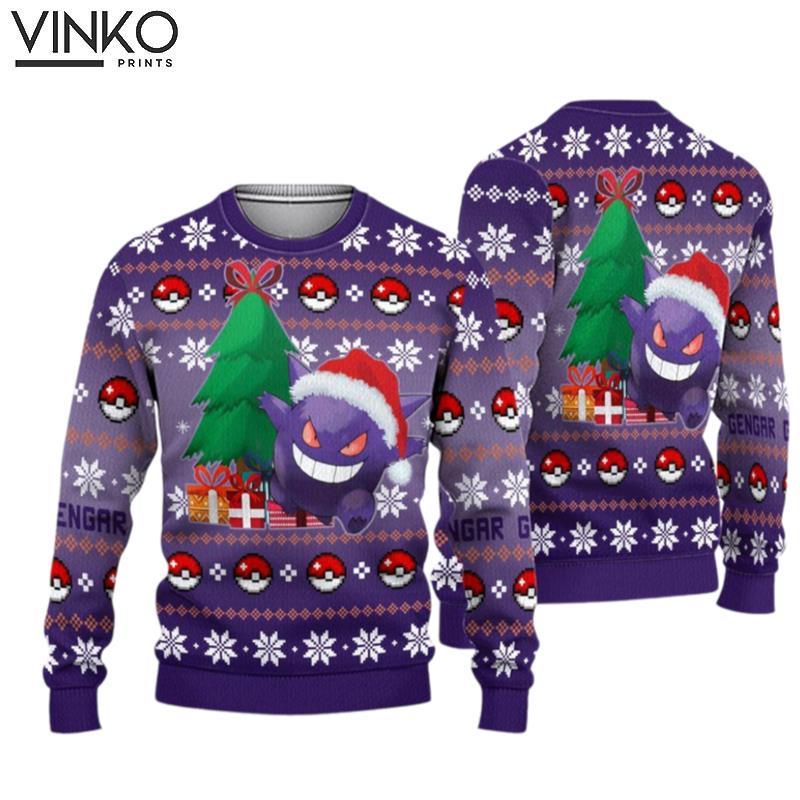 Gengar PKM 3D Ugly Christmas Sweater