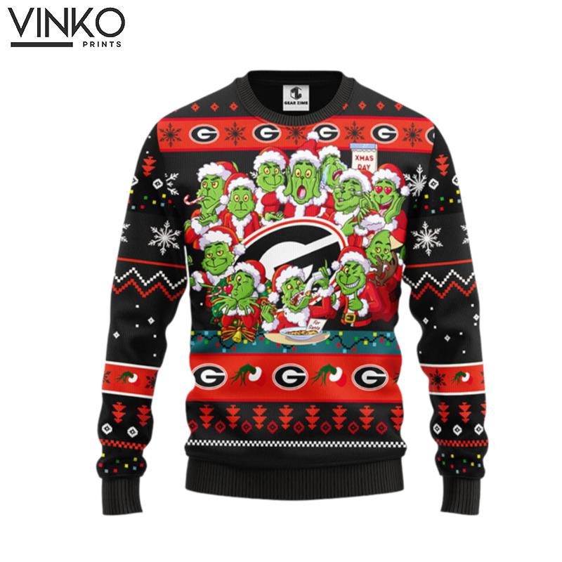 Georgia Bulldogs 12 Grinch Xmas Day Ugly Christmas Sweater