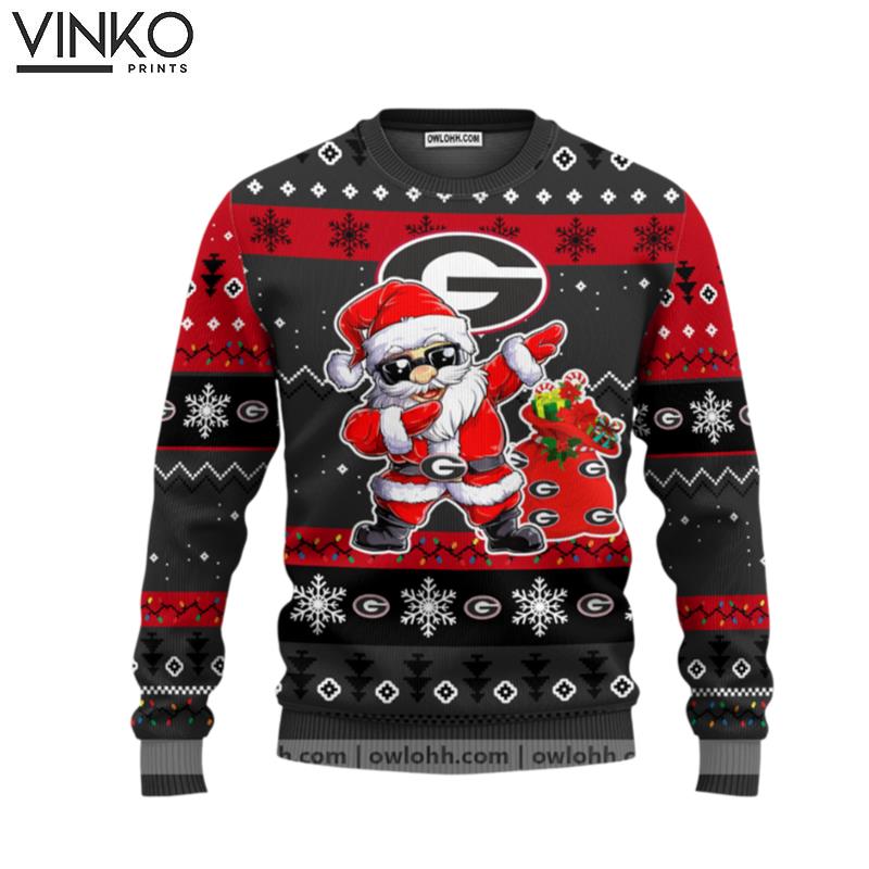 Georgia Bulldogs Dabbing Santa Claus Ugly Christmas Sweater