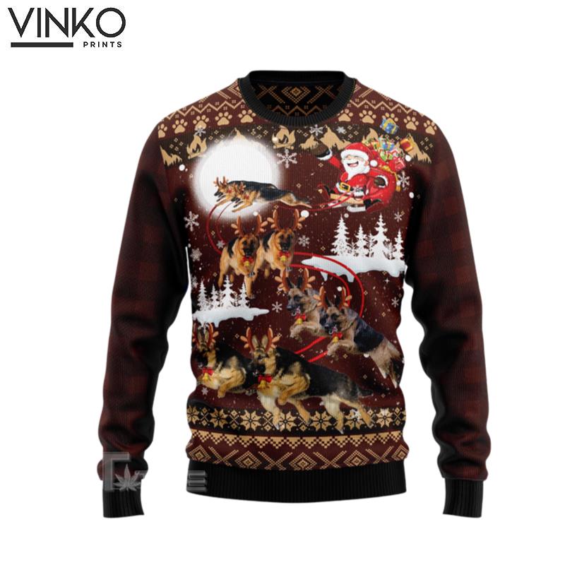 German Shepherd Reindeers Car Ugly Christmas Sweater