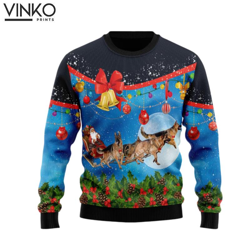 German Shepherd Sleigh G5114 Ugly Christmas Sweater