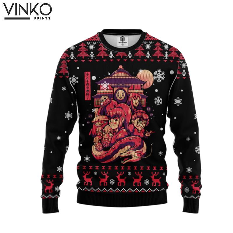 Ghibli Spirited Away Custom Ugly Christmas Sweater