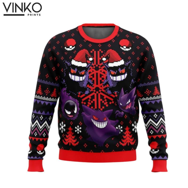 Ghosts Gengar Gastly PKM Ugly Christmas Sweater