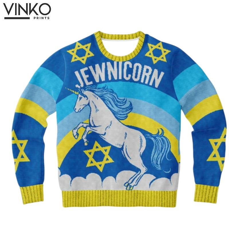 Gift For Christmas Party Jewnicorn with the Star of David Hanukkah Gift Ugly Christmas Sweater