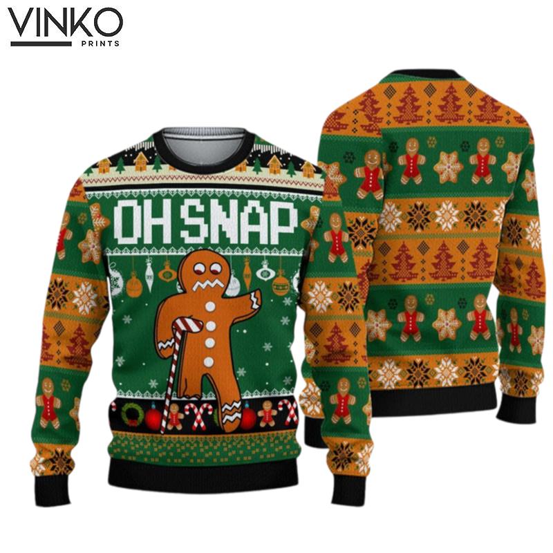 Gingerbread Man Oh Snap Ugly Christmas Sweater