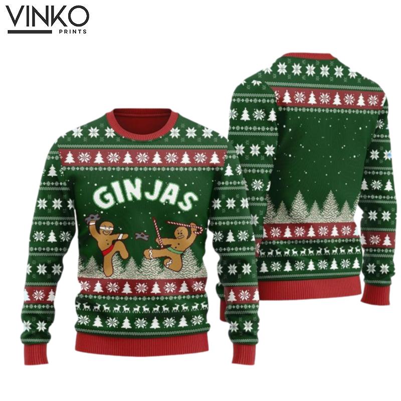 Ginjas Ninjas Gingerbread Ninjabread Ugly Christmas Sweater