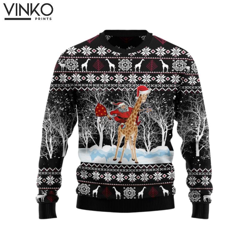 Giraffe and Santa D1011 Ugly Christmas Sweater