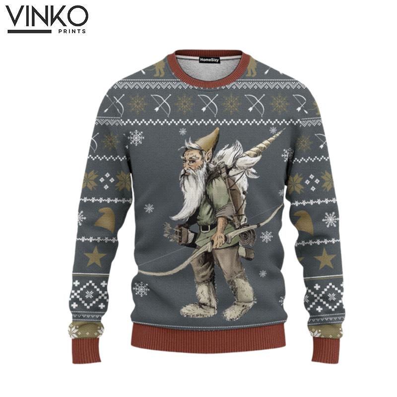 Gnome Packing Out a Unicorn Custom Cosplay Ugly Christmas Sweater