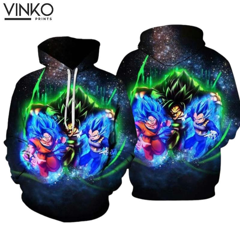 Goku Vegeta Broly Fight 3D Dragon Ball Z Hoodie