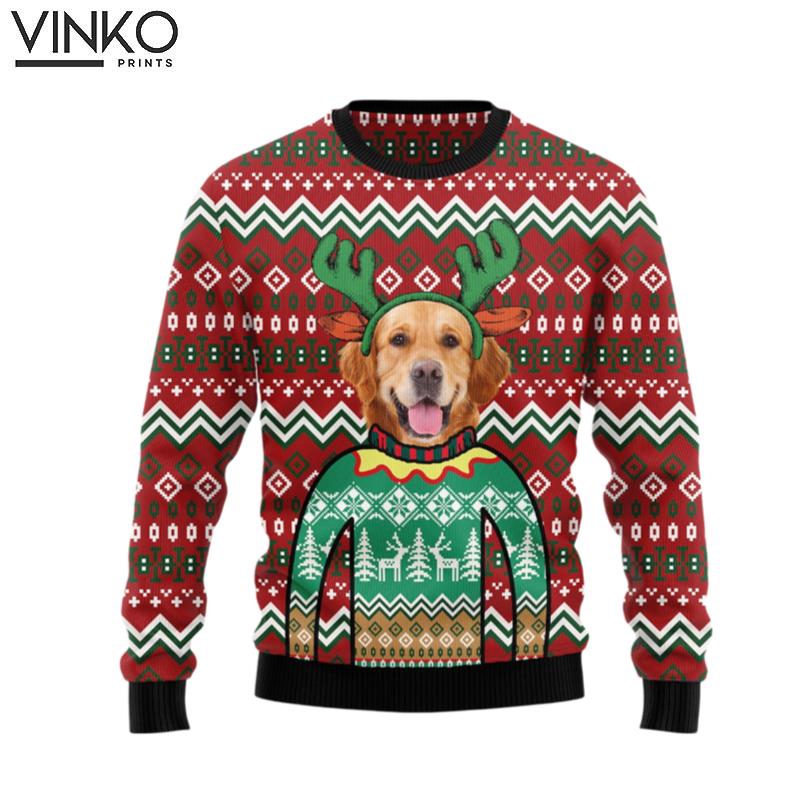 Golden Retriever Reindeer TY0812 Ugly Christmas Sweater