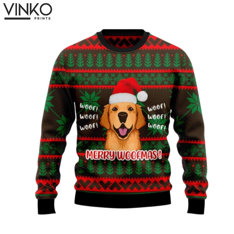 Golden Retriever Woofmas Gift For Pet Lovers Unisex Ugly Christmas Sweater