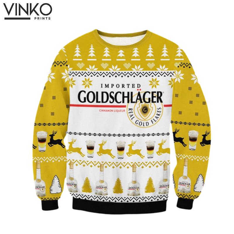 Goldschlager cinnamon liqueur Ugly Christmas Sweater