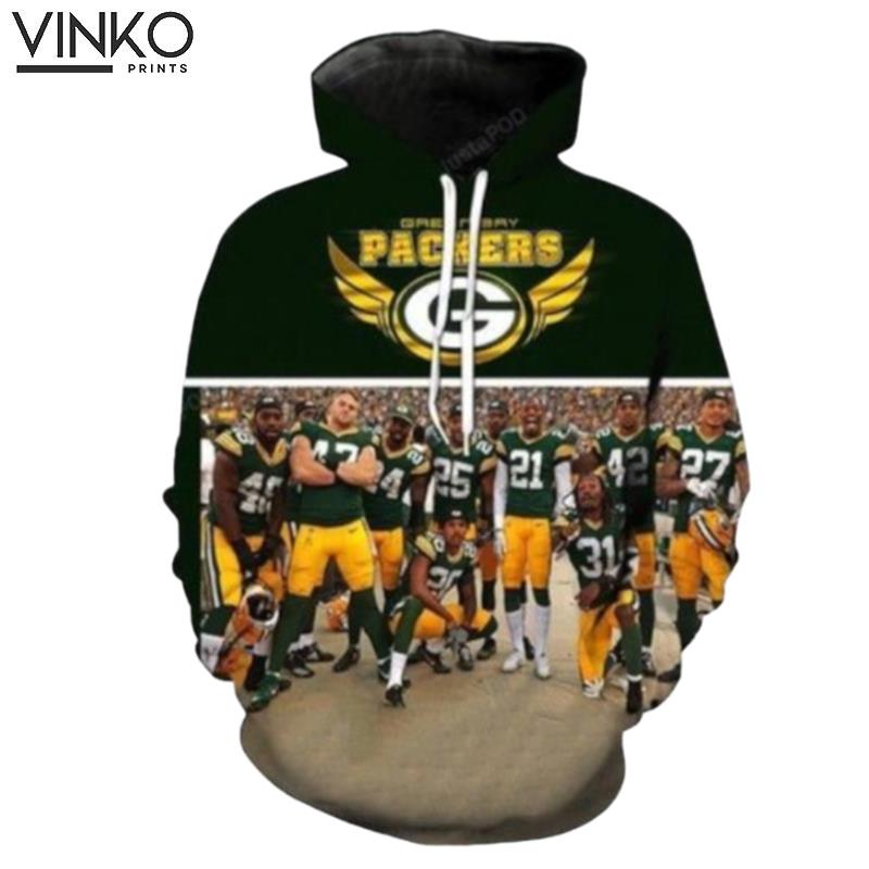 Green Bay Packers Awesome Green And Pered Custom Green Bay Packers Graphic Hoodie