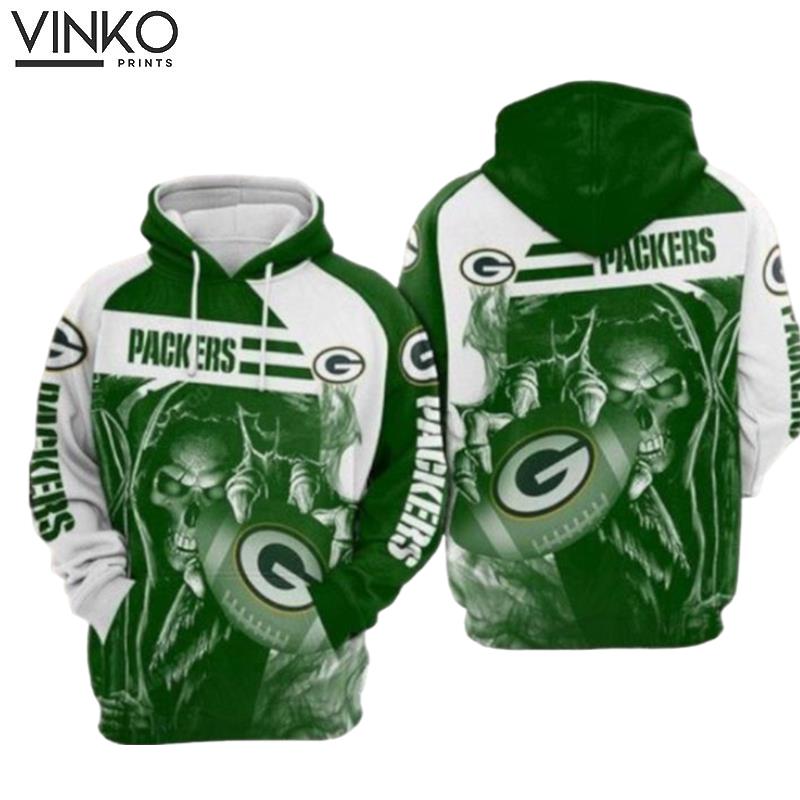 Green Bay Packers Ncaa Football Skull Death Hold Logo Green Bay Packers Hoodie