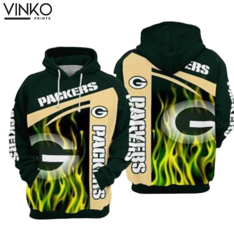 Green Bay Packers Nfl Football Fire Green Green Bay Packers Hoodie