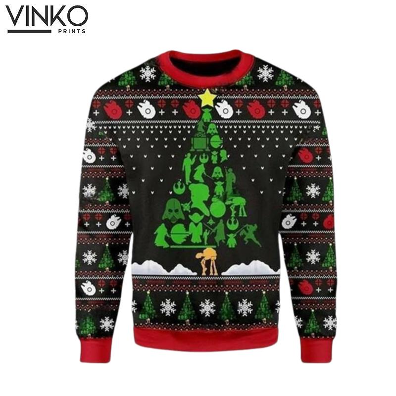 Green Xmas Tree 3D All Over Printed Tshirt Movie Characters Ugly Christmas Sweater