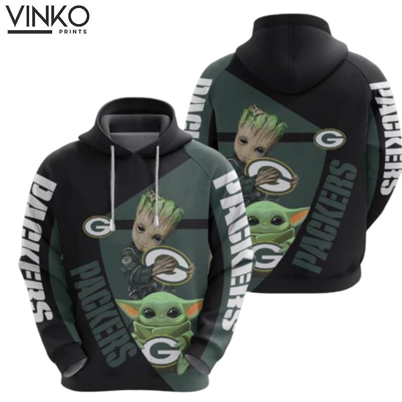 Groot And Baby Yoda Green Bay Packers Hoodie