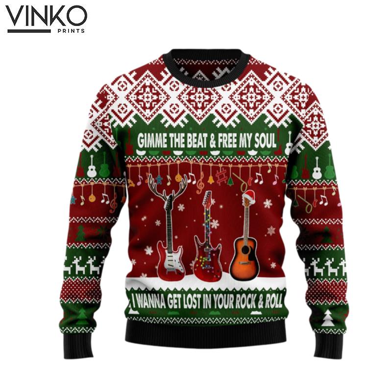 Guitar Gimme The Beat T0511 Ugly Christmas Sweater