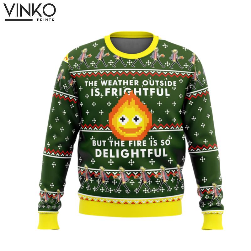 HOWLS MOVING CASTLE Calcifer Fire is so Delightful Ugly Christmas Sweater