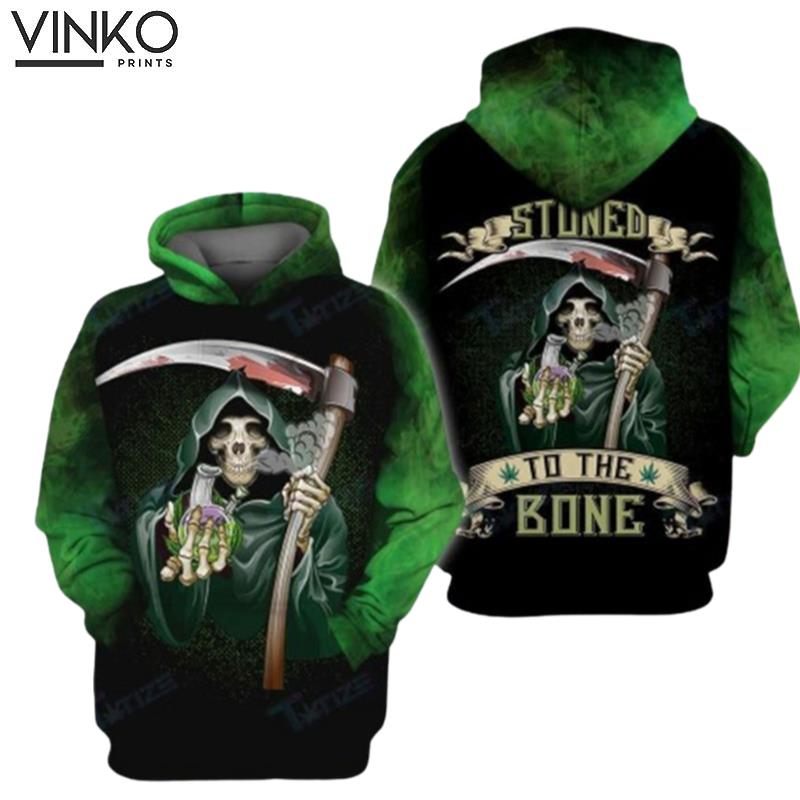 Halloween Weed Skull God Of Death Stuned To The Bone Hoodie