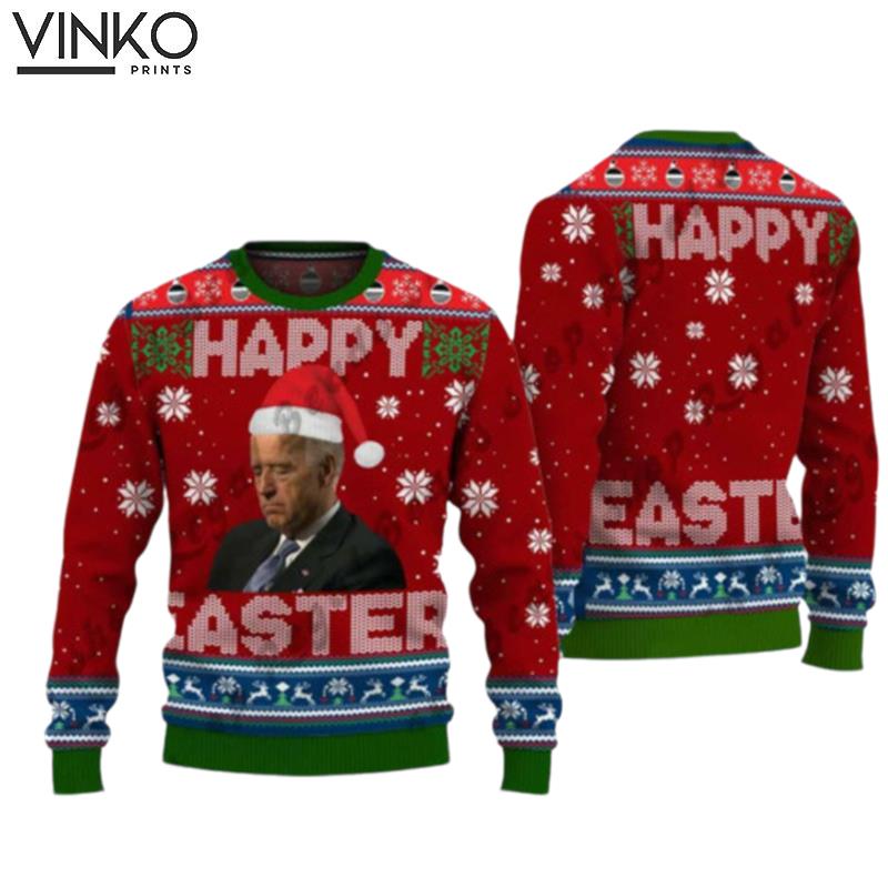 Happy Easter Merry Christmas Biden Santa 3D Ugly Christmas Sweater