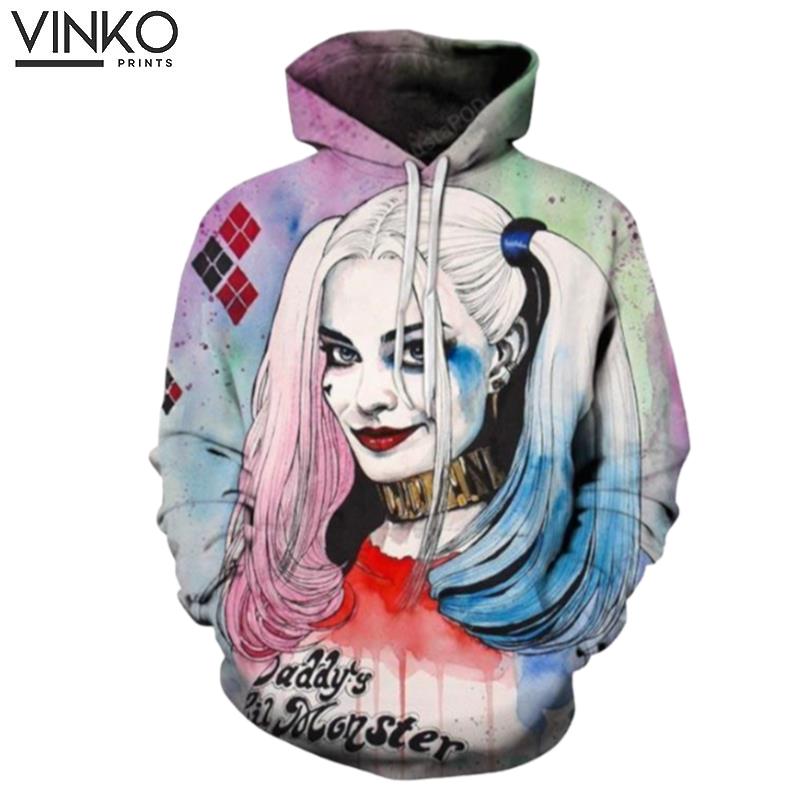 Harlley Quinn S Men Movie Funny Hooded Tracksuits Fashion Novelty Joker Male Coats Hoodie