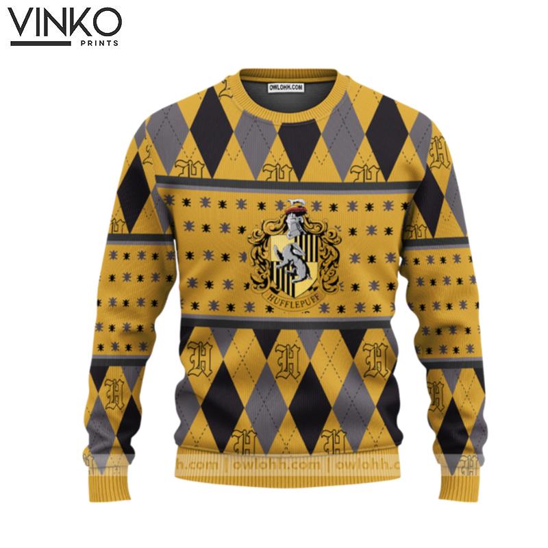 Harry Potter Hufflepuff Crest Holiday Custom Ugly Christmas Sweater