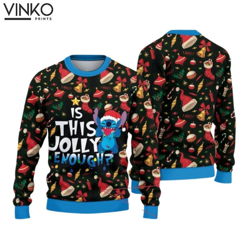 Have A Holly Jolly Christmas Stitch 3D Ugly Christmas Sweater