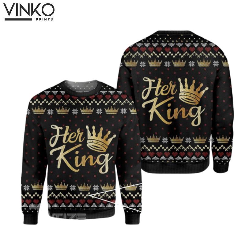 Her King His Queen Couples Ugly Christmas Sweater