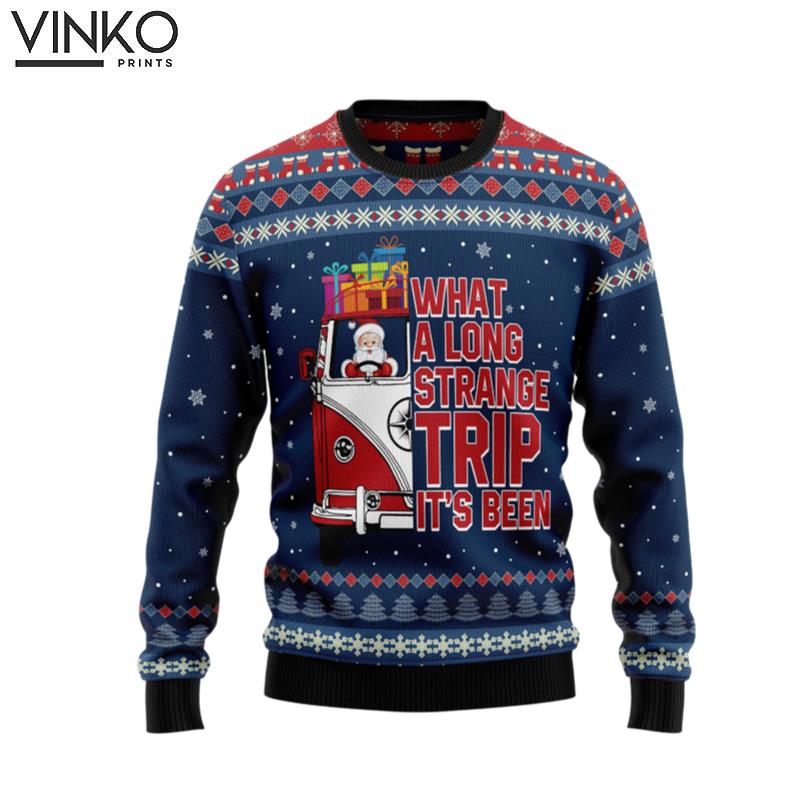 Hippie Bus What A Long Strange Trip Its Been HT102715 Ugly Christmas Sweater