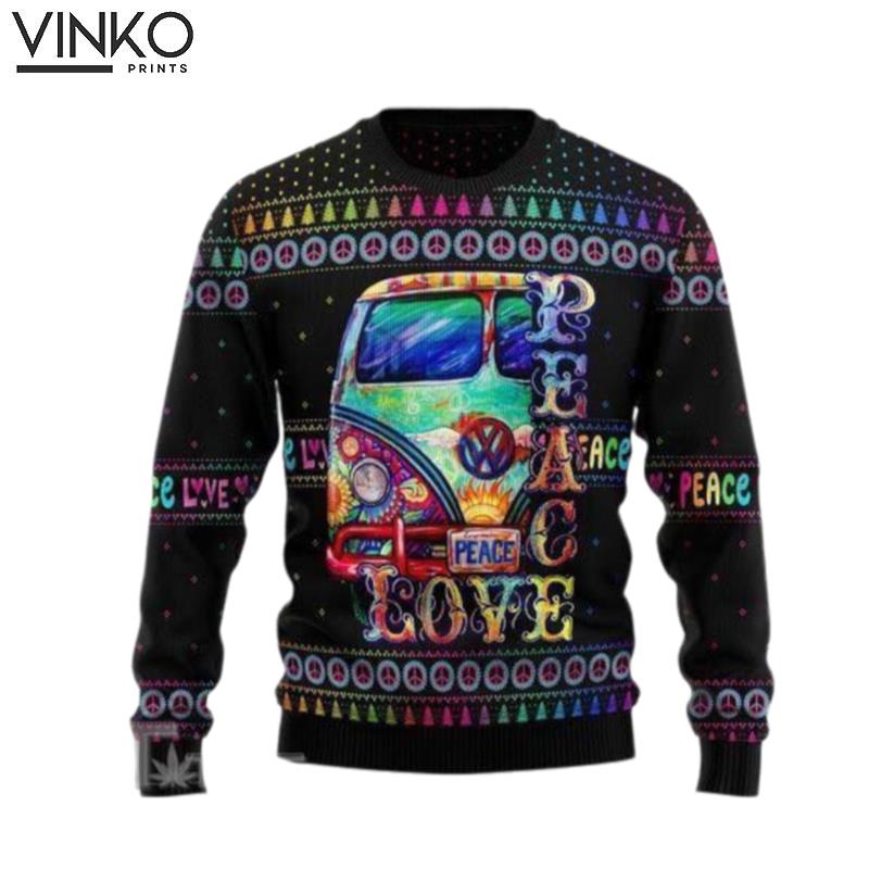 Hippie Peace Love Painting Vans Ugly Christmas Sweater