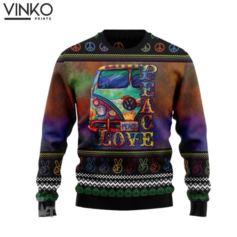 Hippie Peace Love Ugly Christmas Sweater