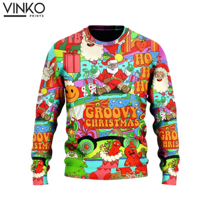 Hippie Santa Bus Peace Ugly Christmas Sweater