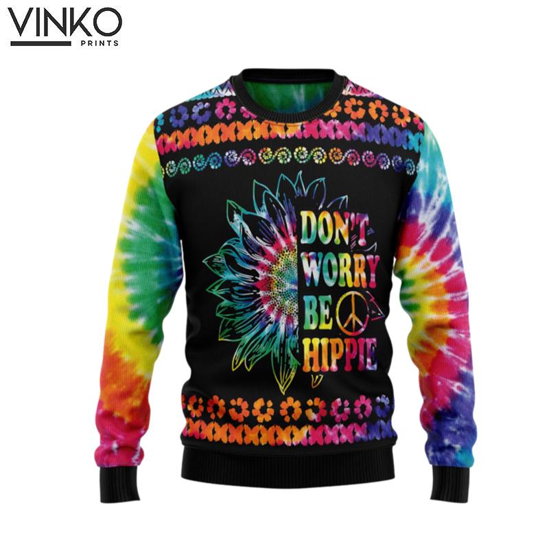 Hippie Tie Dye Color T710 Ugly Christmas Sweater