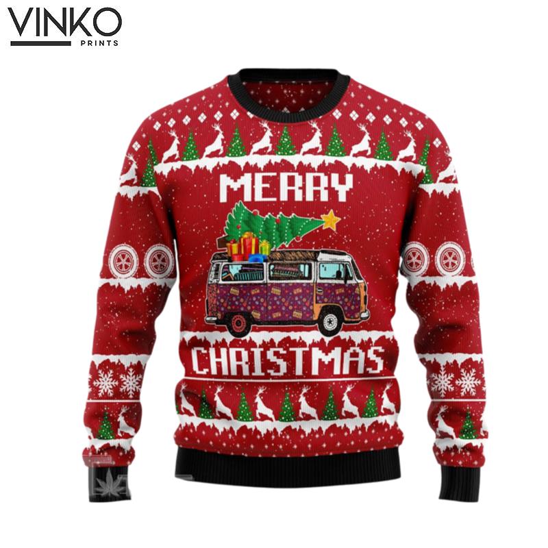 Hippie Vans Xmas Tree Merry Ugly Christmas Sweater