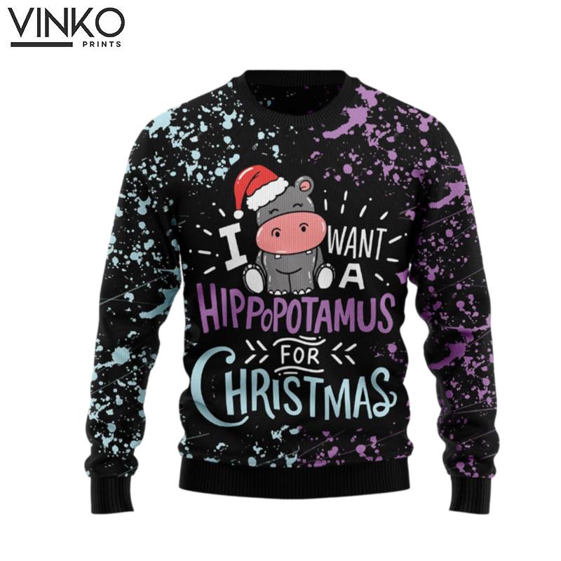 Hippo Christmas Adult Ugly Christmas Sweater