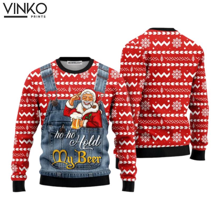 Ho Ho Hold My Beer Santa Ugly Christmas Sweater