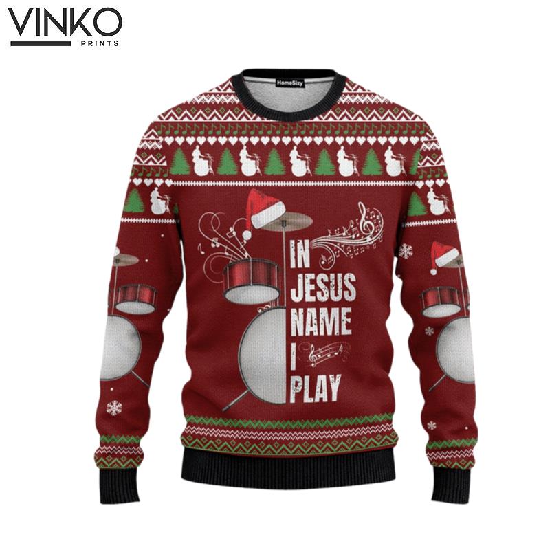 Hobby Drum Music In Jesus Name I Play Ugly Christmas Sweater