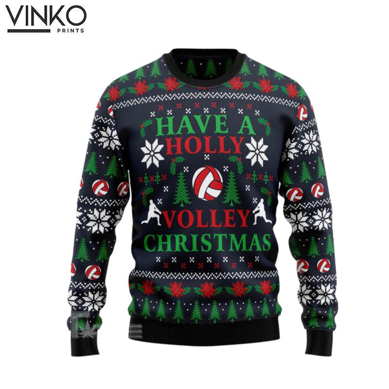 Holly Volley Volleyball Ugly Christmas Sweater