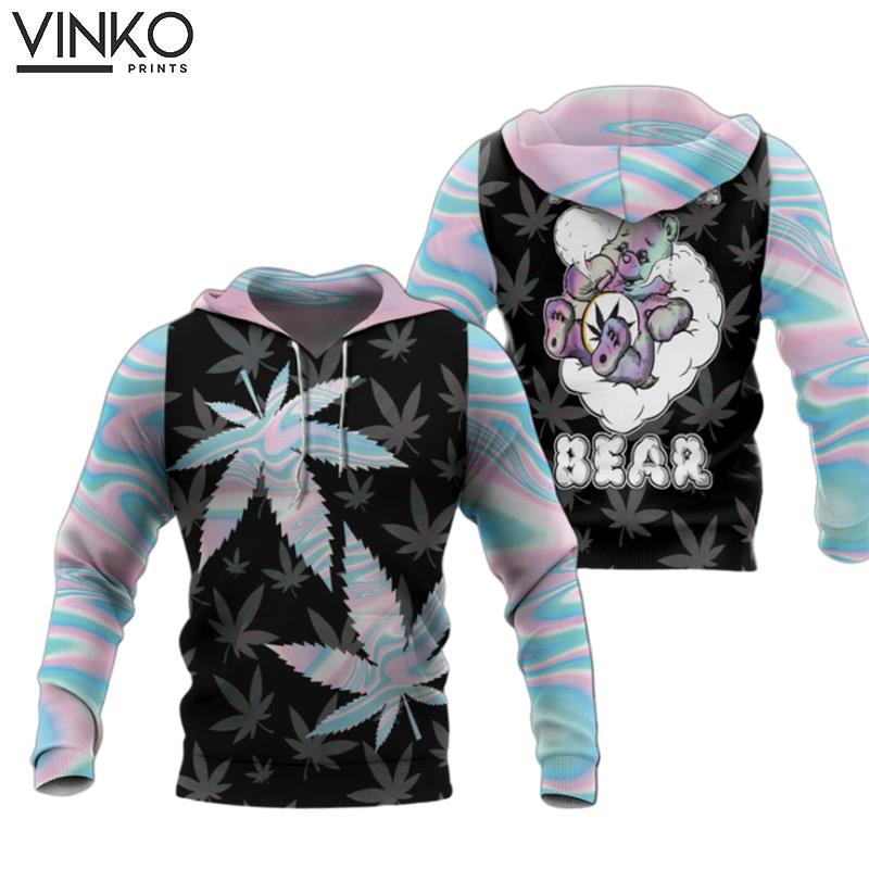 Hologram Weed Do Not Care Bear Hoodie