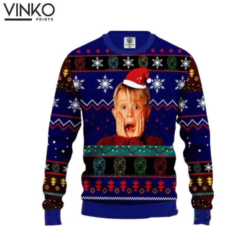 Home Al0ne Blue Amazing Ugly Christmas Sweater