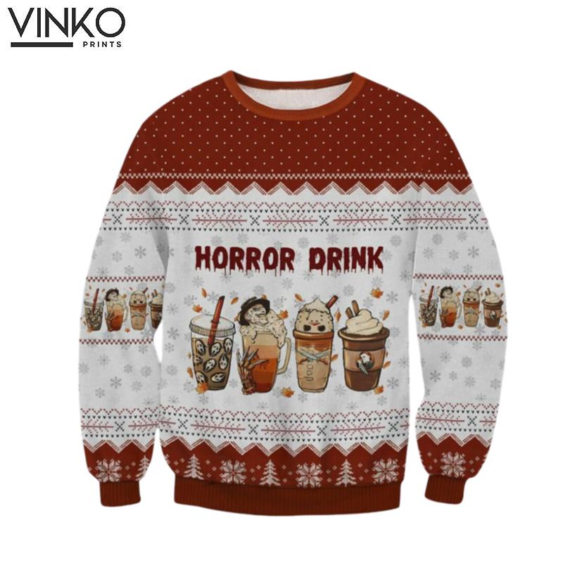 Horror Drink Ugly Christmas Sweater