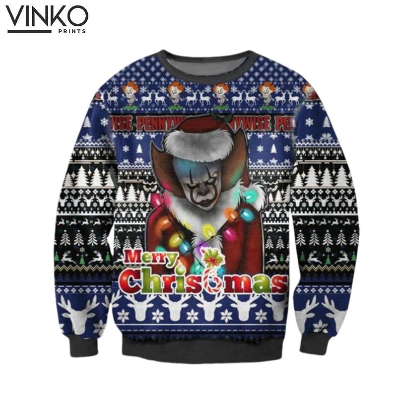 Horror Movie Character 3D All Over Printed Pennywise 2023 Xmas Gift 2023 Ugly Christmas Sweater