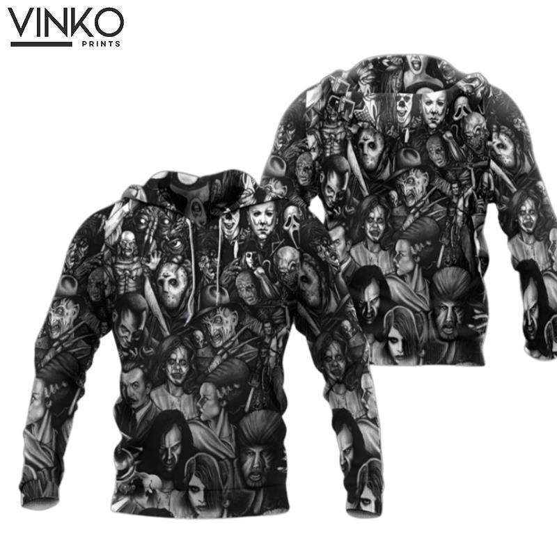 Horror Movies Characters Horror Halloween Killer Full Over Printing Hoodie