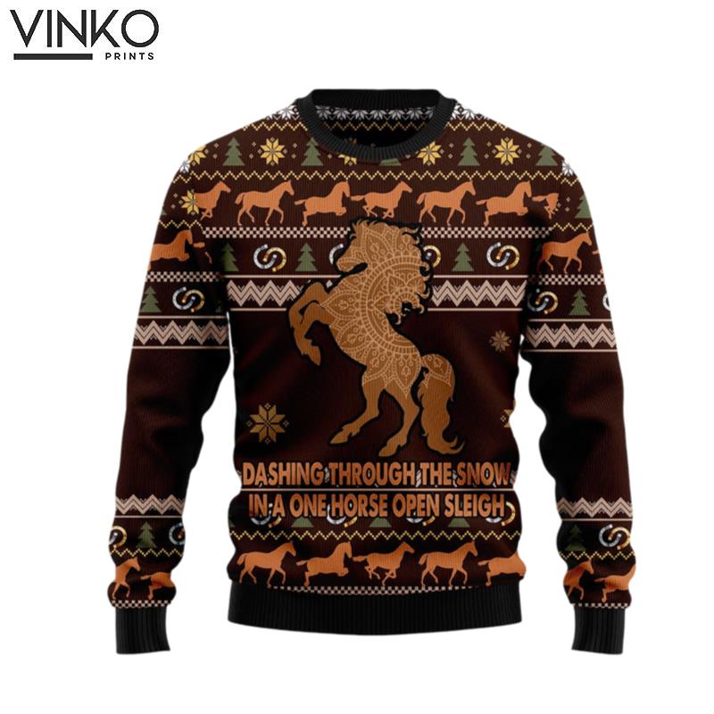 Horse Dashing Through The Snow Perfect Gift and Outfit For Christmas Winter New Year Of Horse Lovers Ugly Christmas Sweater