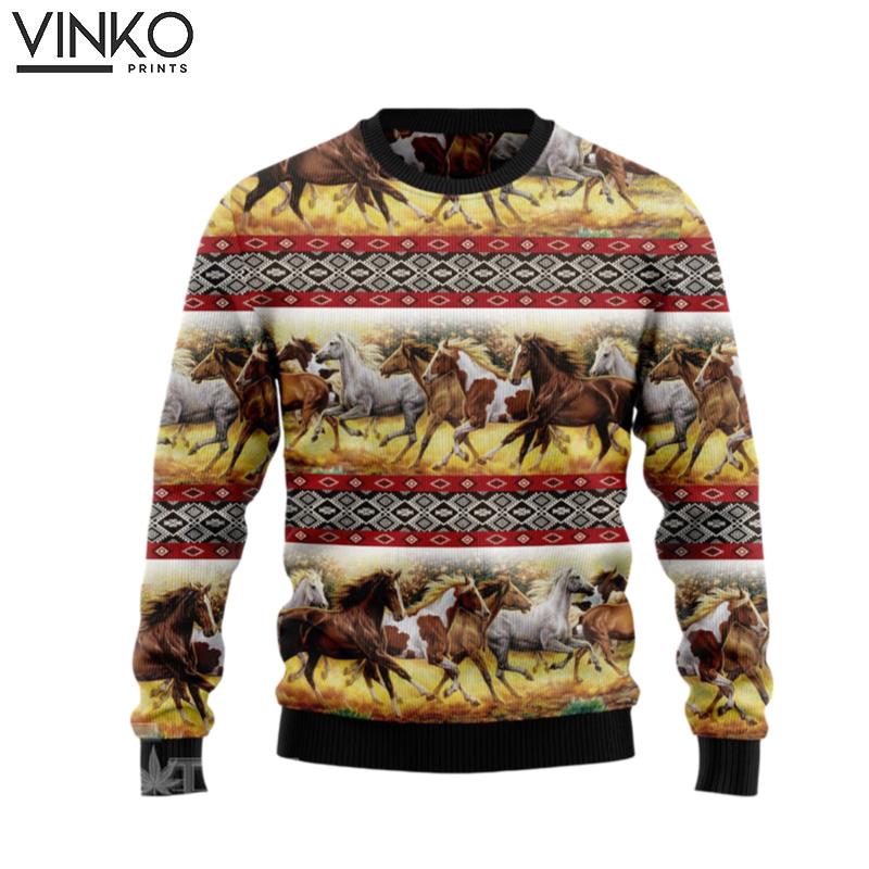 Horse Native American Pattern Ugly Christmas Sweater