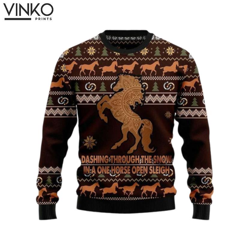 Horse Through Snow Ugly Christmas Sweater