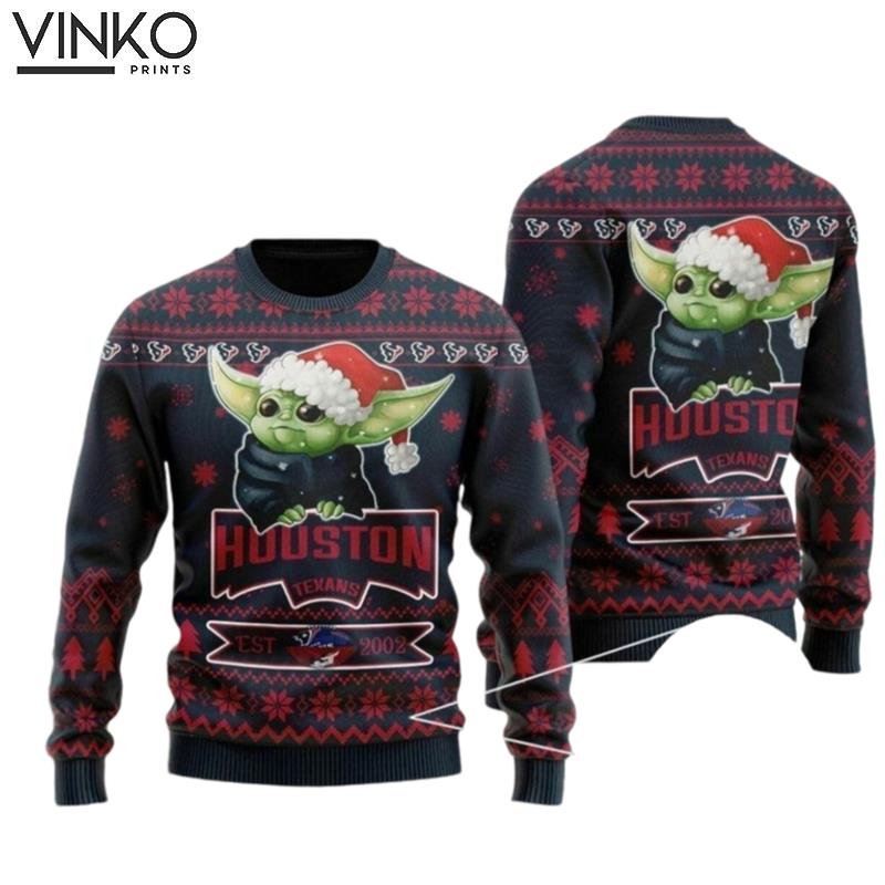 Houston Texans Baby Yoda Ugly Christmas Sweater